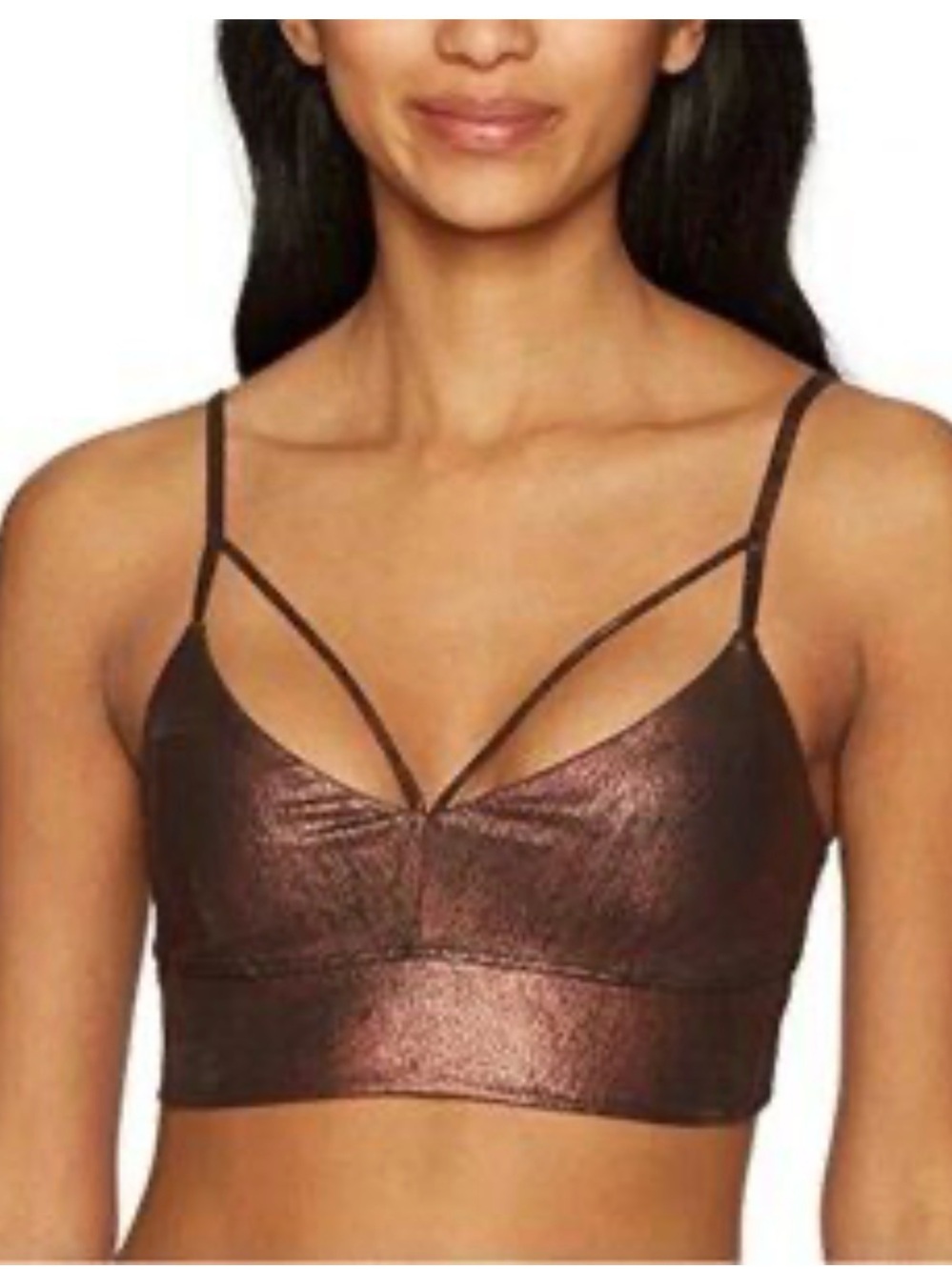 14. ALO Seamless favorite Metallic Bronze Strappy Bralette
